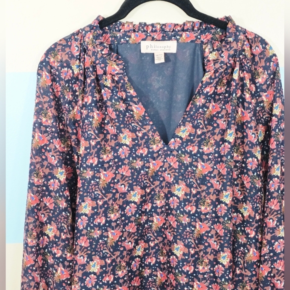 Philosophy Plus Size Floral V-Neck Blouse with Pink and Green Accents - Picture 4 of 9